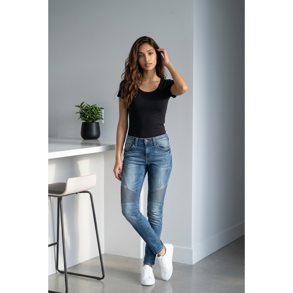 True Religion Women's 29 Halle Moto Mid Rise Super Skinny Stretch Jeans dark Was